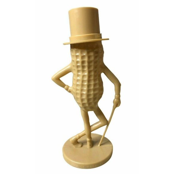 Vintage Planters Mr Peanut Coin Bank Hard Plastic Tan Beige Made in USA 9" Tall - Picture 3 of 7
